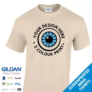 Lote al por mayor de camisetas serigrafiadas para hombre diseño de 2 colores Gildan algodón pesado - Imagen 1 de 33