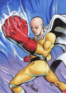 ORIGINAL One-Punch Man - Saitama 1/1 Hand Drawn Sketch Card Anime ACEO Art - Bild 1 von 3