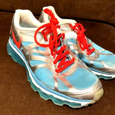 Nike Air Max 2012 GS 488124-003 Sz 6Y 7.5 Womens 38.5 EUR Silver Blue Crimson - Image 1 of 4