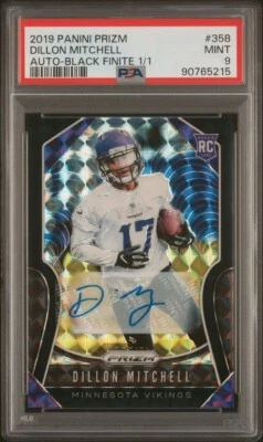 Dillon Mitchell 2019 Prizm RC 1/1 Black Finite Prizm Autograph PSA 9 MINT Ducks - Image 1 of 2