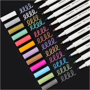 Metallic Markers Fine Point Metallic Marker Pens for Black Paper, Rock Painti... - Picture 1 of 12