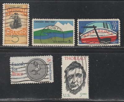 USA 1967 SC# 1323 - 1327 - Five different stamps - Used Lot # 232 - Image 1 of 2