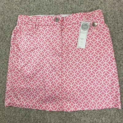 Charter Club юбка юбка женщин 10 миниатюрный розовый белый геометрический спереди молнии карманы - Изображение 1 из 4