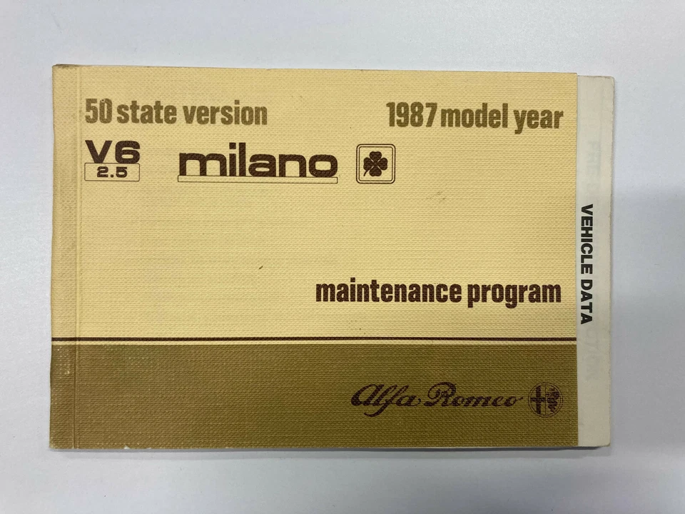 Alfa Romeo Milano 1987  MAINTENANCE PROGRAM BOOK owners manual - Image 1 of 4