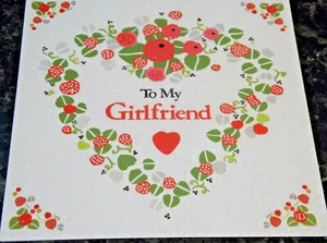To My Girlfriend Birthday Card. Hearts & Flowers Theme. By Tracks Cards. - Picture 1 of 4