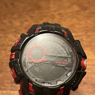 Armitron Pro Sport Digital Watch Men Black Gold Chrono Water Resistant 330ft — 第 1/4 张图片