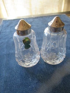 Waterford Salt and Pepper Shakers Lismore Silverplate Tops 4 1/4" - Picture 1 of 6