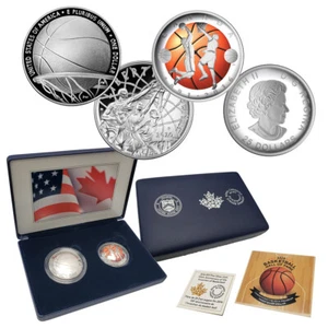 Basketball Silver Proof Dollar 2 Coin Set (U.S Mint/Canada Mint) - Picture 1 of 3