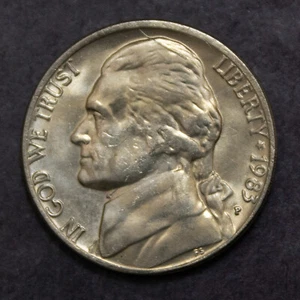 1983 P Jefferson Nickel Choice FDC Die Break Dritto lotto ore 12 F 684 - Foto 1 di 2