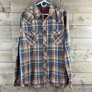Southern Thread Mens Shirt Long Sleeve Pearl Snap Western Plaid Size Large - Picture 1 of 7