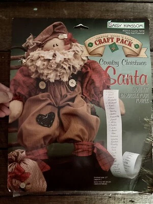 Vintage 1995 Daisy Kingdom Country Christmas Santa Doll Kit 32313 Stitch Stuff - Image 1 of 2