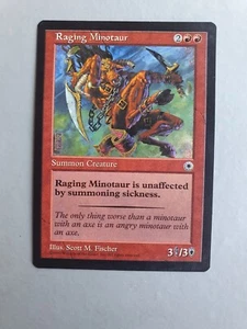 Raging Minotaur , MTG Portal (1997) Common Red Creature NM - Picture 1 of 2