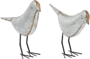 Metal Bird Decorative Sculpture Home Decor Statues Set Of 2 Accent Figurines 12" - Picture 1 of 6