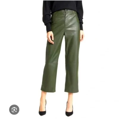 Ted Baker London Plaider Faux Leather Straight Leg Trousers Green SZ.Ted-6 US-14 - Image 1 of 4