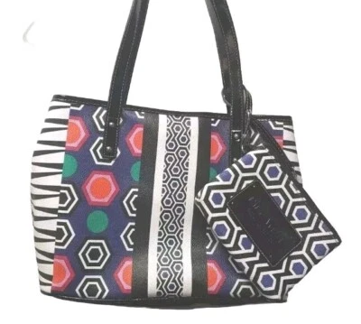 Nine West Cartera Bolso de Mano de Hombro Bolso y Muñequera Cebra Geométrico Colorido Nuevo   Foto 1 de 4