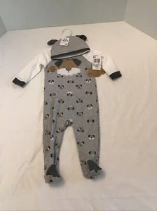 NWT Baby Footed One-Piece With Hat by Baby Essentials - size 9 months Puppy - Picture 1 of 5
