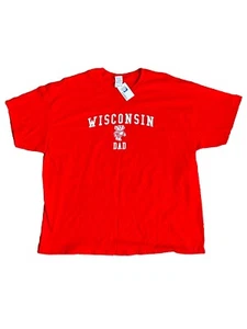 Wisconsin Badgers Dad Shirt Men’s 3XL Red Gildan Short Sleeve Graphic Mascot NWT - Picture 1 of 8