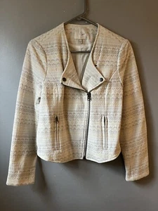 Joie Pattyn Porcelain Moto Jacket Medium - Picture 1 of 9