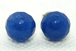Tachuelas facetadas redondas de cuarcita azul de 8 mm redondas de plata de ley .925 ¡NUEVAS! - Imagen 1 de 4