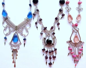 ✨Großhandel 15 Alpaka Silber Murano Glas Halsketten Handarbeit Peruanischer Schmuck✨ - Bild 1 von 13