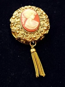 Vintage FLORENZA Gold Kamee einziehbares Maßband - verziertes viktorianisches Design - Bild 1 von 5