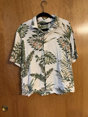 Camisa Kenneth Cole Techni-Cole Relajada Rayón Estampado Floral Hawaiana Para Hombres Mediana Foto 1 de 4