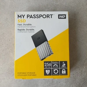 WD My Passport 256Gb Portable External SSD Black/Silver USB C - Afbeelding 1 van 7