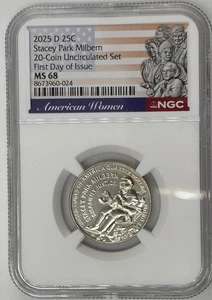 2025 D Stacey Park Milbern NGC MS 68 American Women QUARTER🔥 FIRST DAY OF ISSUE - Picture 1 of 2