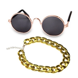 Pet Dog for Cat Cool Costume for Sun Eyewear Glasses Adjustable Collar Chain Nec - Bild 1 von 10