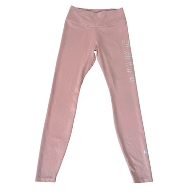 Nike Women Pink/Silver Dri-Fit Athletic Leggings With Hidden Back Pocket Size S - Image 1 of 4