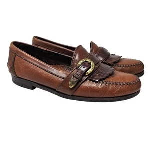 Mocassino vintage anni 90 Cole Haan Country 8,5 fibbia pelle marrone kiltie Academia - Foto 1 di 6