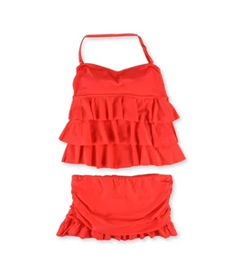 Island Escape Womens Tiered Ruffle Skirt 2 Piece Tankini, coral, 12 897190078780 - Picture 1 of 1
