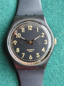 Swatch Watch Golden Tac GB274 Quartz Swiss Black 34mm Good Condition Working - Picture 1 of 6