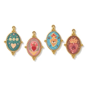 New Arrival Stainless Steel Gold Plated Colorful Paintings Pendant Findings - Picture 1 of 9