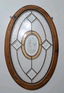 Vintage Oval Glass Insert Or Decorative Panel -Hummingbird/Flower-Design - Picture 1 of 14