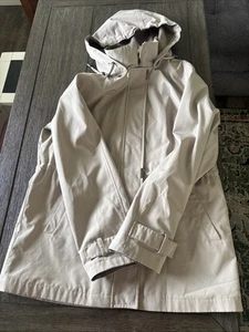 Liz Claiborne Outerwear Women Sz M Khaki/Tan Rain Jacket Removable Hood - Picture 1 of 4