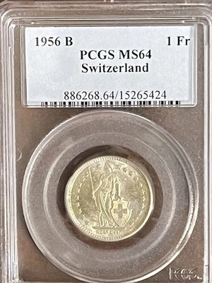 1956-B***SWITZERLAND 1 SILVER FRANC***PCGS MS64*** - Image 1 of 4
