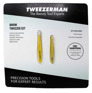 Tweezerman Brow Tweezer Set Yellow (Open Pack) - Picture 1 of 2