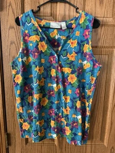 Vintage Van Heusen For Her Sleeveless Top Large VGUC Bright Colors - Picture 1 of 10