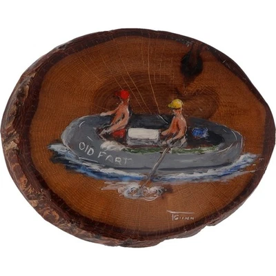 木制旧馅特渔船鱼渔夫退休 20 世纪 80 年代复古皮带扣 — 第 1/4 张图片