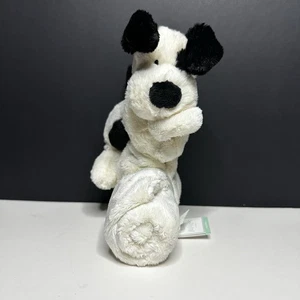BNWT Baby Jellycat Plush Bashful Puppy Dog Black Cream Soother Lovey Blanket - Picture 1 of 6