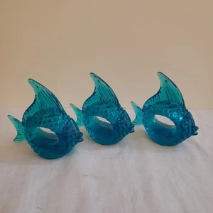 3 Vintage Lucite Engel Fisch Serviettenringe Acryl 70er Stil Strand Ozean Schmuck - Bild 1 von 5