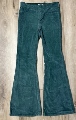 FREE PEOPLE Womens PULL ON CORDS Pant Stretch Corduroy Flare Green Size 30 Boho - Image 1 of 4