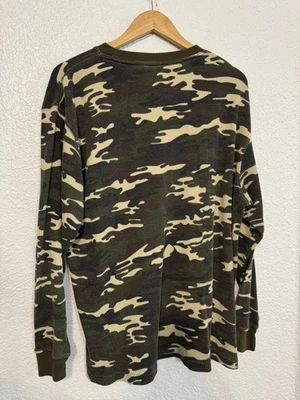 Vintage Bugle Boy Shirt Size XL Woodland Camo Long Sleeve Thermal Grunge Y2K - Image 1 of 3
