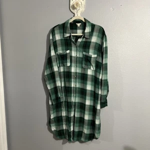 Cato Damen karierte Tunika Oberteil Knopfleiste grün türkis/über Gr. XL - Bild 1 von 11