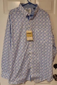 Men's Big & Tall Wrangler George Strait Blue Paisley Western Shirt XLT Relaxed - Picture 1 of 7