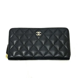 CHANEL A50097 CC Mark Matelasse Long Wallet Caviar Leather Black/GoldHardware - Picture 1 of 18