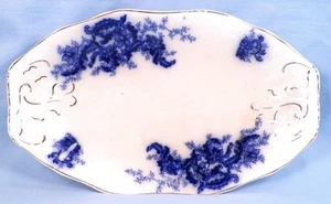 Johnson Brothers Mentone Relish Dish Bowl Flow Blue Semi Porcelain Antique - Picture 1 of 8