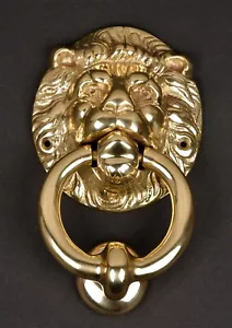 100% Brass Lion Head Door Knocker Vintage Art 8” 2.6 LBS - Picture 1 of 4