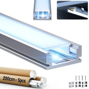 LED Aluprofil Aluminium Profil Alu Profile Schiene Leiste Leuchte 5-Stück 2m DE - Bild 1 von 7